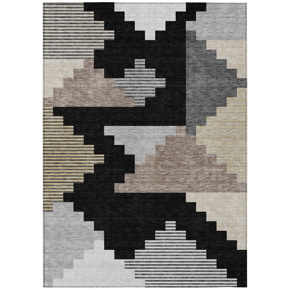 Chantille Machine Washable Indoor/Outdoor Abstract ACN2847 Black 8 ft. x 10 ft. Area Rug price history on PriceWatchPro