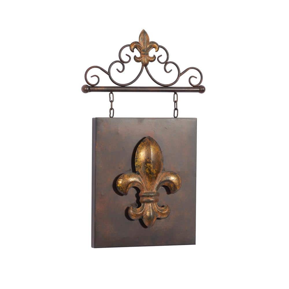 Elegant Fleur di Lis 23" Metal Arch Wall Sculpture Decor