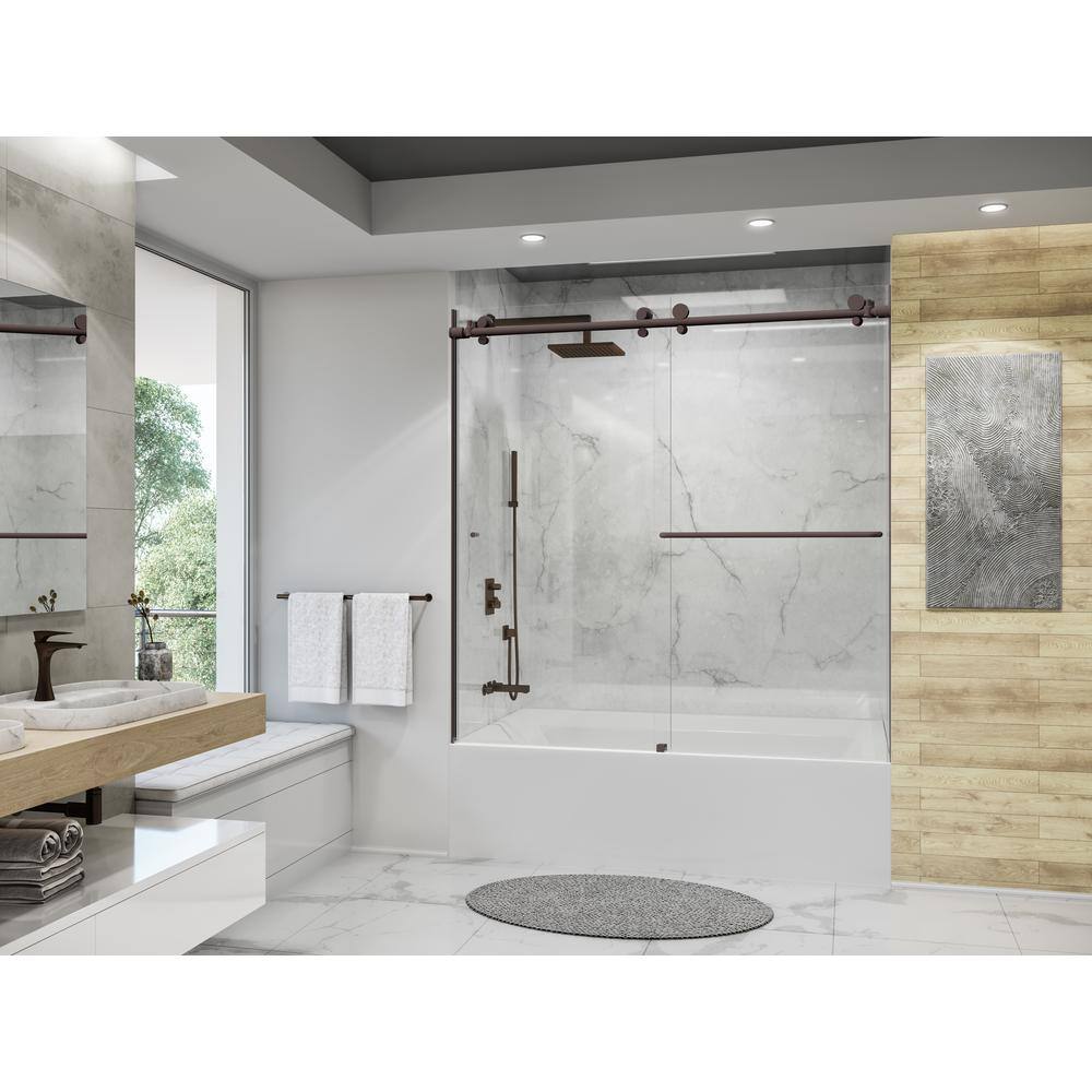 Eclipse 57" W x 60.5" H Bypass Frameless Tub Door