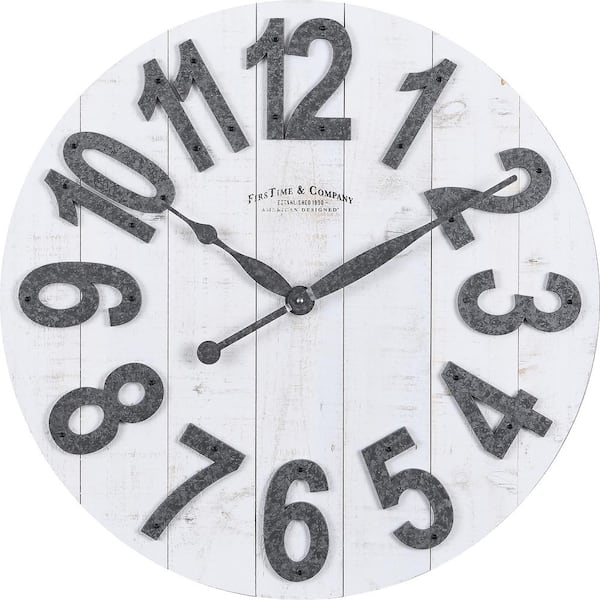 FirsTime & Co. White Josephine Slat Wood Farmhouse Clock