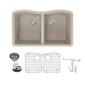 Aversa All-in-One Undermount Granite 32 in. Equal Double Bowl Kitchen Sink in Cafe Latte