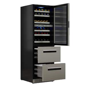 84-Bottles Hybrid Triple Zone Combo Wine Refrigerator plus 2-Drawers 110-Volt