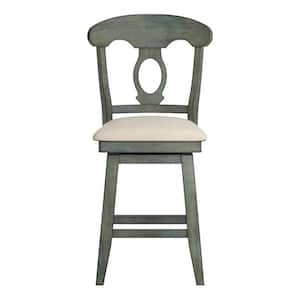 42 in. Antique Sage Napoleon Back Counter Height Wood Swivel Chair