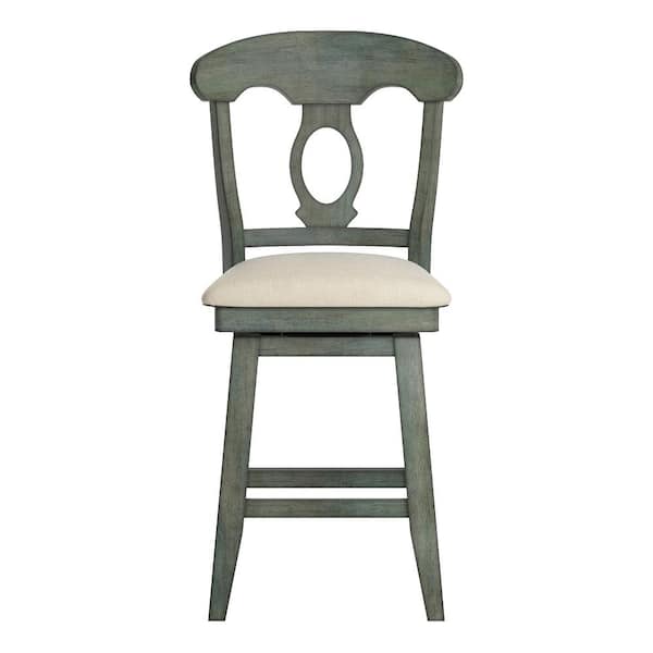 HomeSullivan 42 in. Antique Sage Napoleon Back Counter Height Wood Swivel Chair