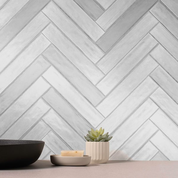 CRUZ BAY STUDIO Buckingham 3 in. x 16 in. Light Grey Gloss Glazed Porcelain Subway Wall Tile (14.21 sq. ft/case)