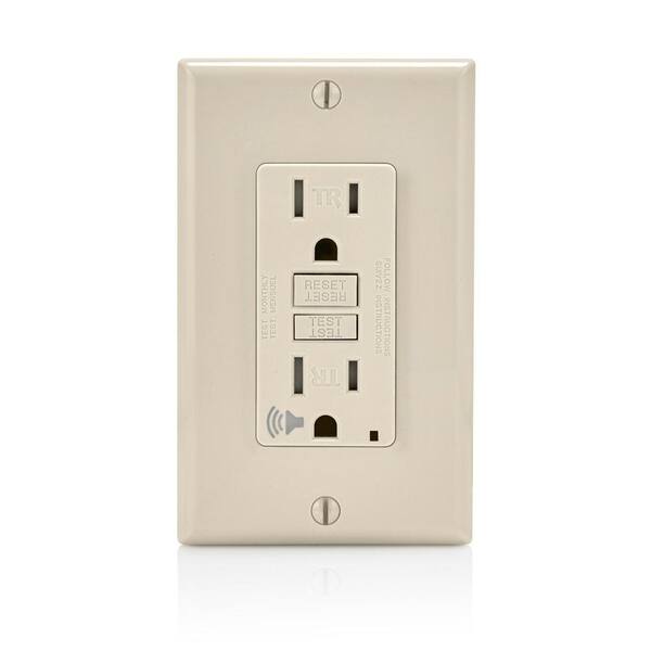 Leviton 15 Amp SmartlockPro Tamper Resistant GFCI Outlet with Audible Alert, Light Almond