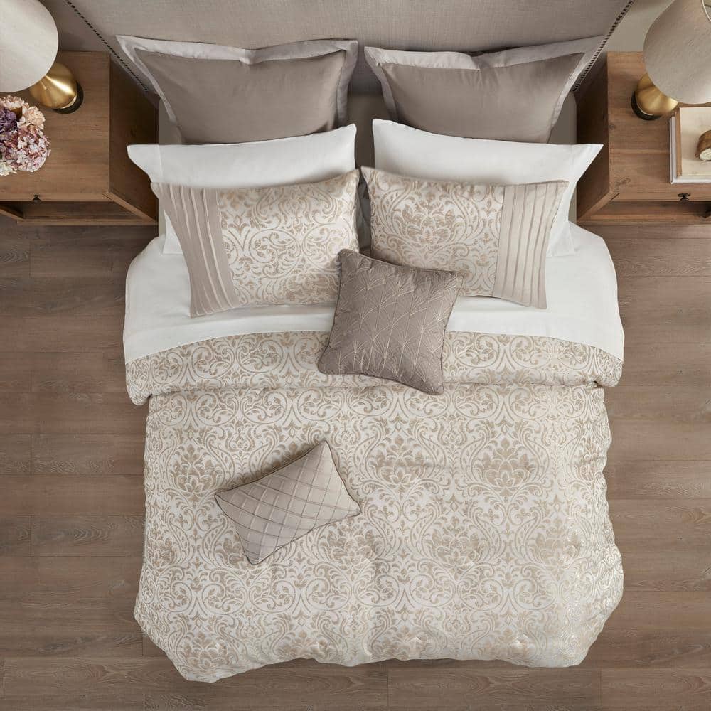 California King White Jacquard Microfiber Bed in a Bag Set