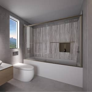 Driftwood-Rainier 60 in. x L 32 in. W x 83 in. H Rectangular Tub/ Shower Combo Unit in Brushed Nickel Right Drain