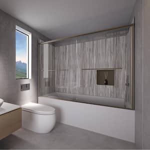 Driftwood-Rainier 60 in. L x 36 in. W x 83 in. H Rectangular Tub/ Shower Combo Unit in Brushed Nickel Right Drain