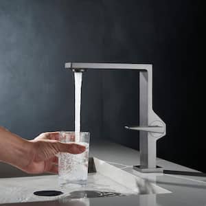 Single Handle Single Hole Bathroom Faucet in Gun Gray