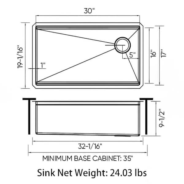 Sinber 32 Undermount Single Bowl Workstation Kitchen Sink with 304  Stainless Steel
