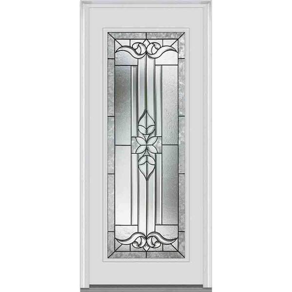 MMI Door 32 in. x 80 in. Cadence Left-Hand Inswing Full Lite Decorative Classic Painted Fiberglass Smooth Prehung Front Door