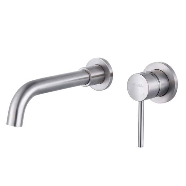 WOWOW Single-Handle Wall Mounted Bathroom Faucet in Brushed Nickel