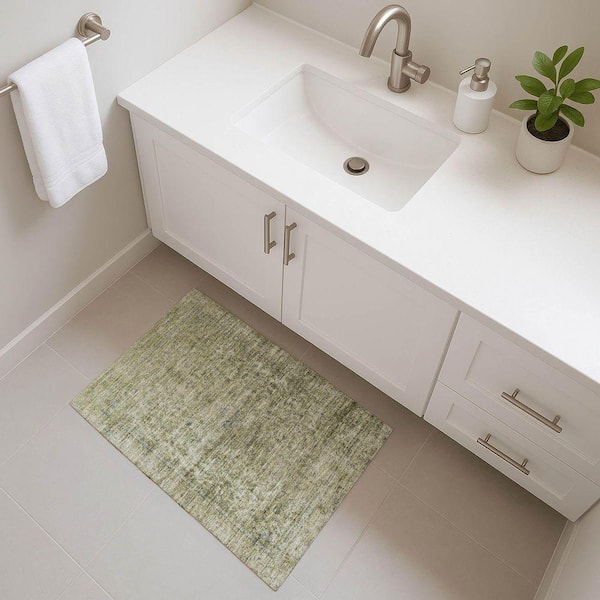 Mayfield Premium Machine Washable Abstract AMF1645 Sage 2 ft. x 3 ft. Area Rug