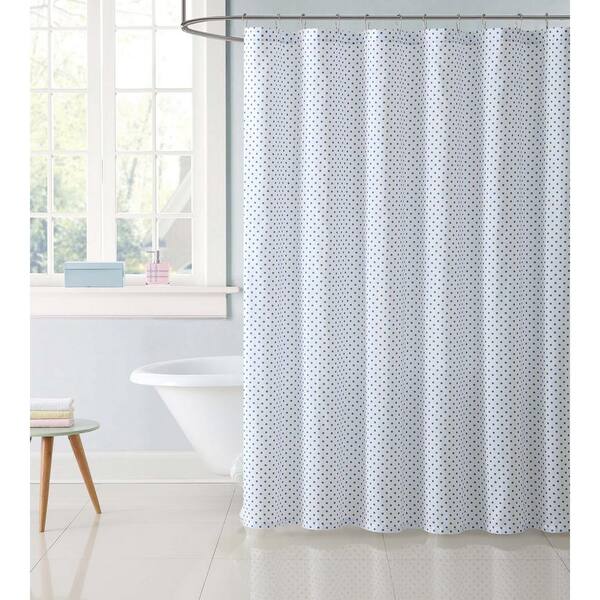 Truly Soft 72 in. Dot Blue Shower Curtain
