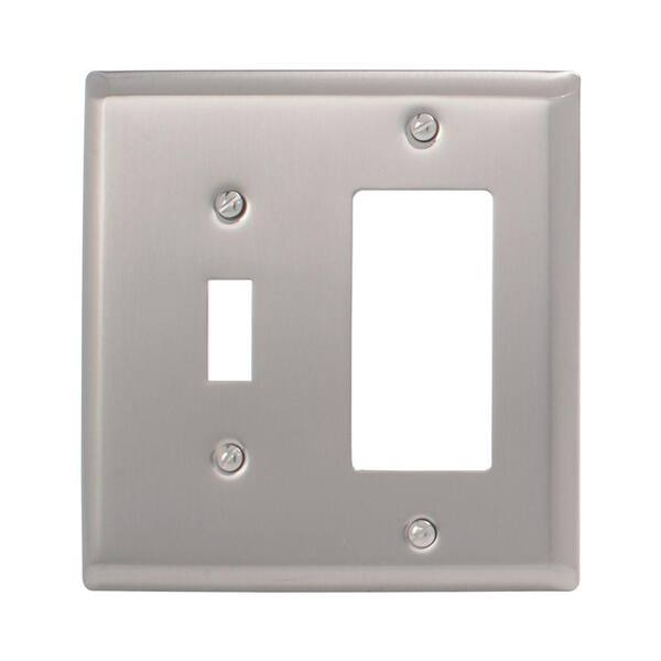 AMERELLE Nickel 2-Gang 1-Toggle/1-Decorator/Rocker Wall Plate (1-Pack)