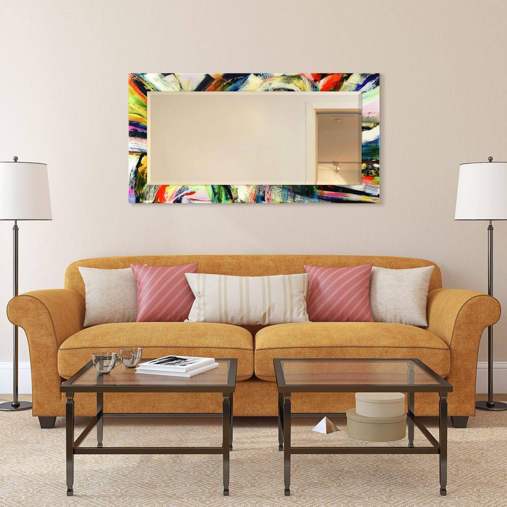 Vibrant Multicolor Rectangular Beveled Wall Mirror with Tempered Glass