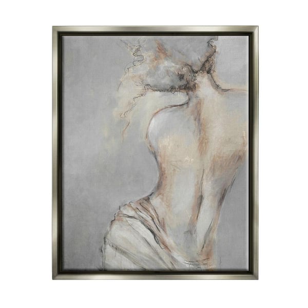 The Stupell Home Decor Collection Traditional Portrait Nude Woman Baroque Painting Design by Liz Jardine Floater Frame People Art Print 21 in. x 17 in.