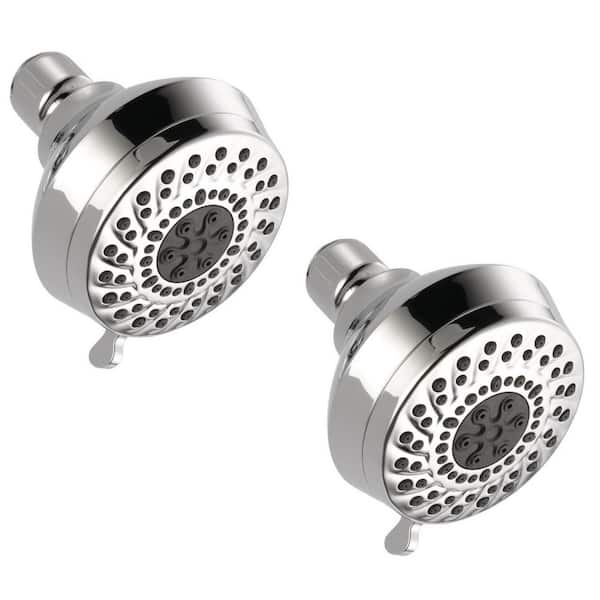 Foundations 3-Spray Patterns 1.75 GPM 3.63 in. Wall Mount Fixed Shower Head in Chrome (2-Pack)