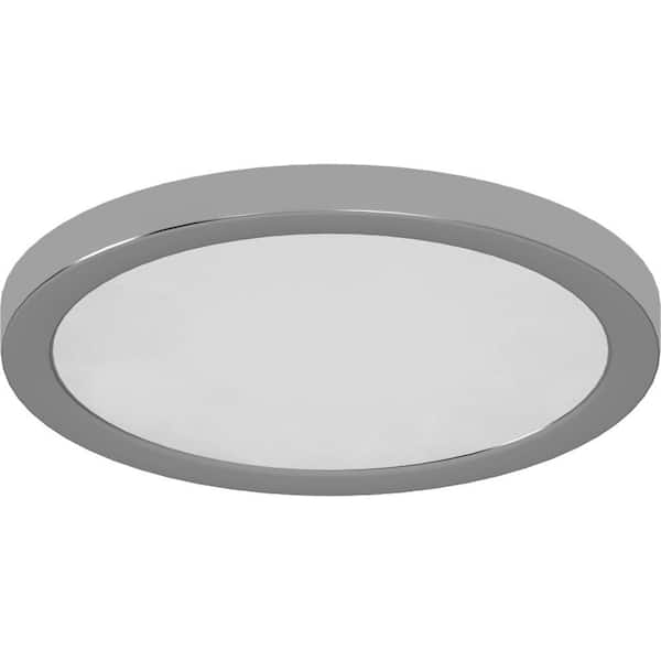 Volume Lighting 12 in. 1-Light Brushed Nickel LED Indoor Disc/Circle Ceiling Flush Mount/Wall Mount Sconce - White Acrylic Circle Lens