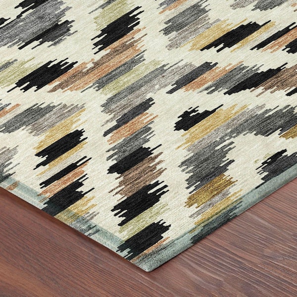 Chantille Machine Washable Indoor/Outdoor Abstract ACN2453 Black 9 ft. x 12 ft. Area Rug