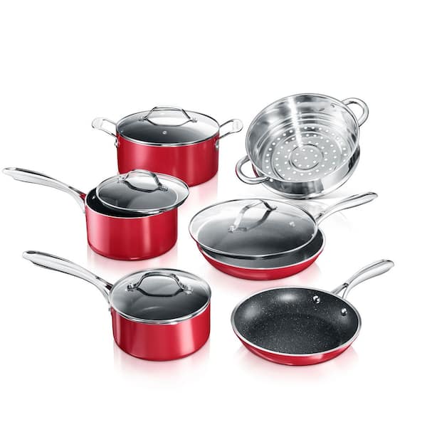 Granitestone 10 Piece Nonstick Red Cookware Set