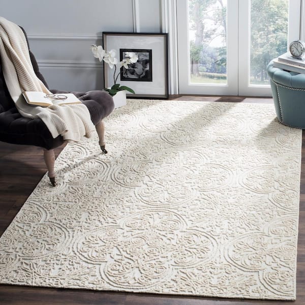 Trace 10 ft. x 14 ft. Ivory Geometric Floral Medallion Area Rug