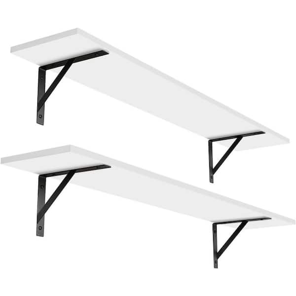 Unbranded 39.4 in. W x 7.9 in. D White Floating Shelves Decorative Wall Shelf (Set of 2)
