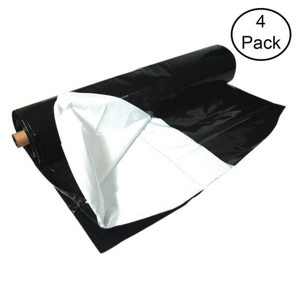 Hydrofarm 120 in. W x 100 in. D x 120 in. H Reflective Hydroponic Waterproof Poly Film, Black, Greenhouse (4-Pack)