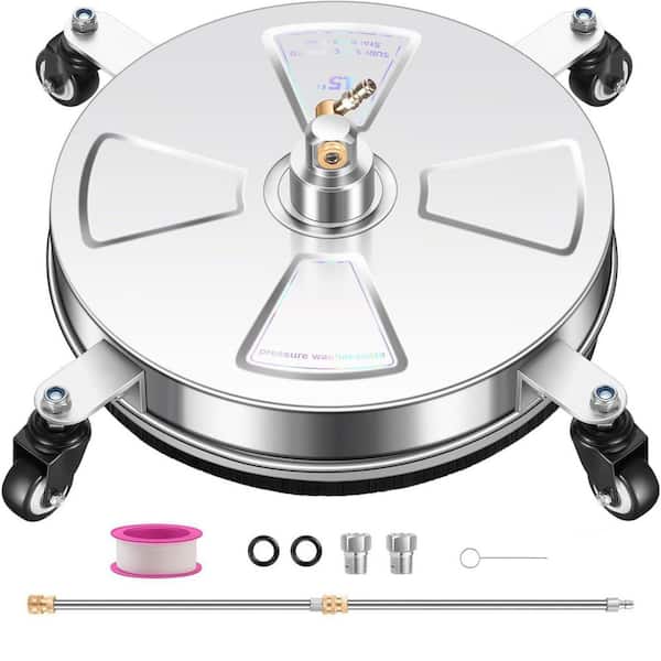 15 in. 4000 PSI Pressure Washer Surface Cleaner, Stainless Steel with 4-Wheels