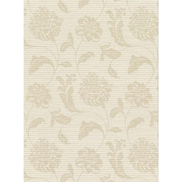 Warner Holiday Beige Jacobean Beige Wallpaper Sample