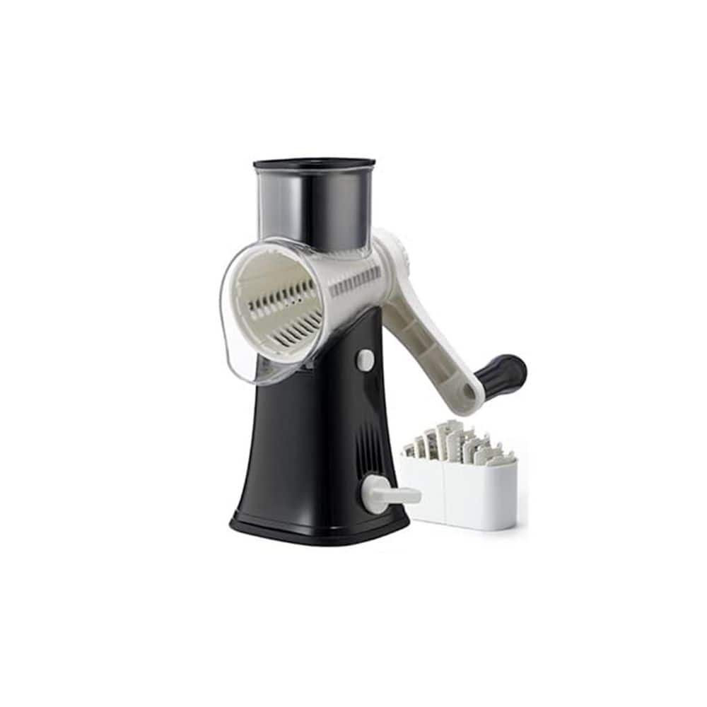 Black Rotary Cheese Grater with 5 Interchangeable Blades, Strong Suction Base, and Top Pusher Cup for Safe Use price history on PriceWatchPro