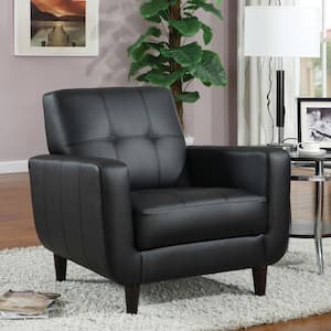 Aaron Black Faux Leather Padded Seat Accent Chair
