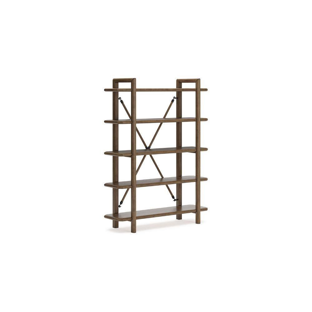 Rohan 71 in. Tall Oak Brown Wood 5-Shelf Standard Bookcase with X Cross