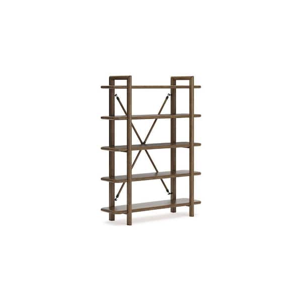 Rohan 71 in. Tall Oak Brown Wood 5-Shelf Standard Bookcase with X Cross