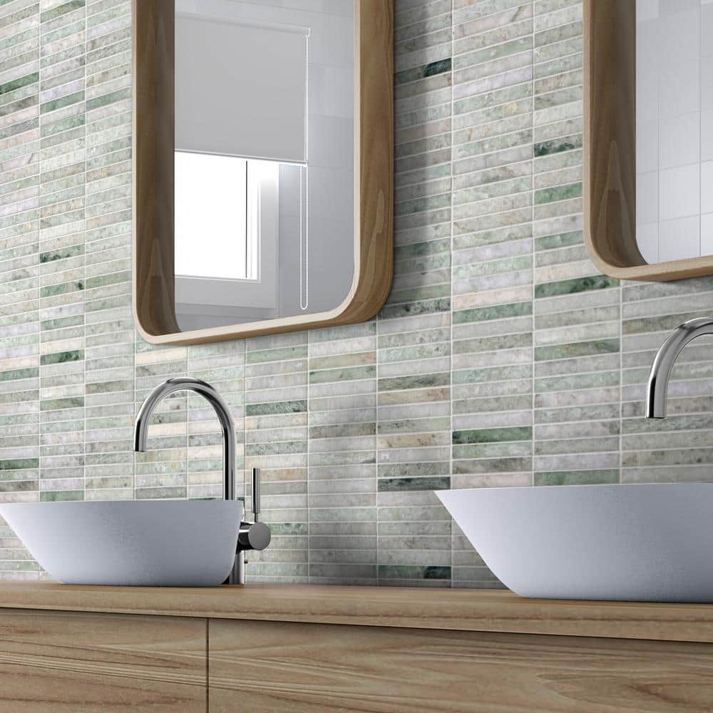 12x12 Green Polished Marble Mosaic Tile for Indoor and Outdoor