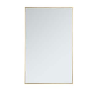 Timeless Home 30 in. W x 48 in. H x Contemporary Metal Framed Rectangle Brass Mirror