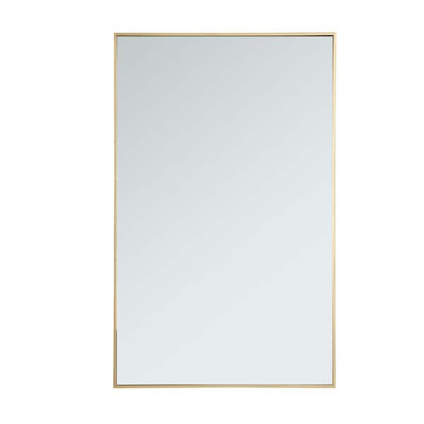 Unbranded Timeless Home 30 in. W x 48 in. H x Contemporary Metal Framed Rectangle Brass Mirror