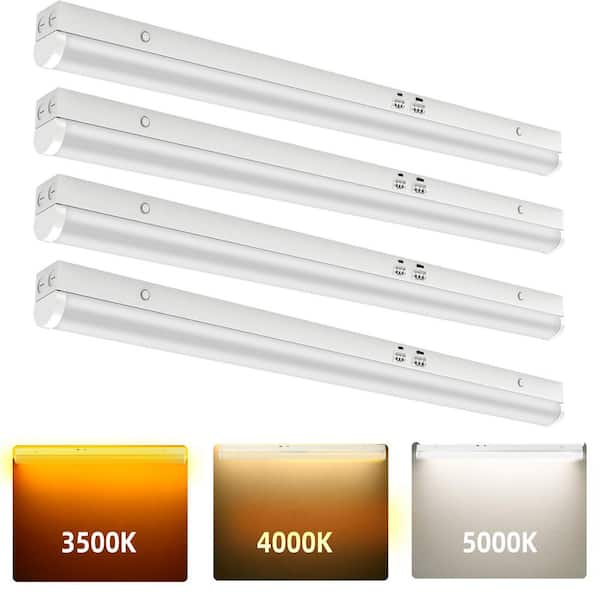 4 Pack 3.38 ft. Linear Integrated LED White Warehouse Strip Light Fixture, 35W/40W/45W and 3500K/4000K/5000K Selectable