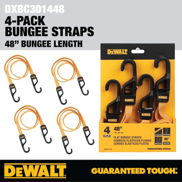 DEWALT 48 in. Flat Bungee Straps with Interlock Coated Metal Hooks