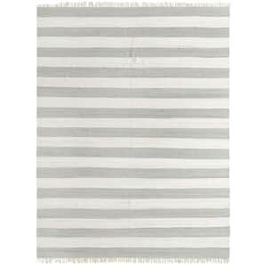 Chindi Rag Striped Gray 12 ft. 2 in. x 16 ft. 1 in. Area Rug