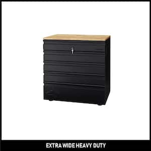 Extra Wide Heavy Duty Welded 18-Gauge Steel 5-Drawer Garage Base Cabinet in Black (32 in. W x 33 in. H x 21.5 in. D)