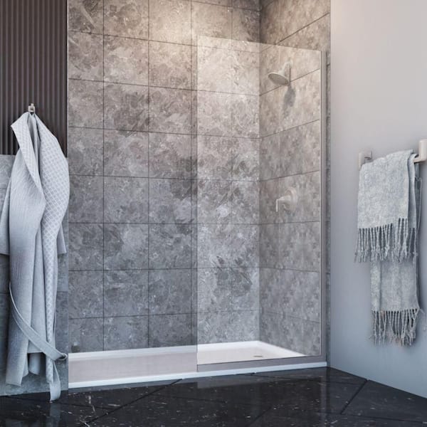 Holcam Eurolite 34 in. W x 76 in. W Stationary Panel Shower Door in Chrome Finish with Clear Glass