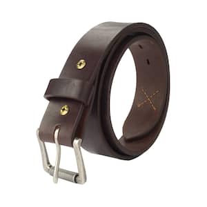 1.5 in. 30 Burgundy Full Grain Leather Heavy-Duty Work Belt with Roller Buckle for Everyday Carry
