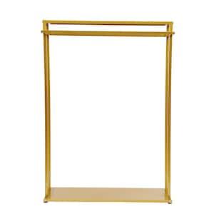Heavy Duty Gold Iron Floor Standing Clothes Rack with 2 Storage Shelves & 2 rods 47.2 in. W x 66.9 in. H