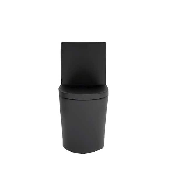 JimsMaison 1-Piece 1.1/1.6 GPF Dual Flush Elongated Toilet in Matte Black Seat Included