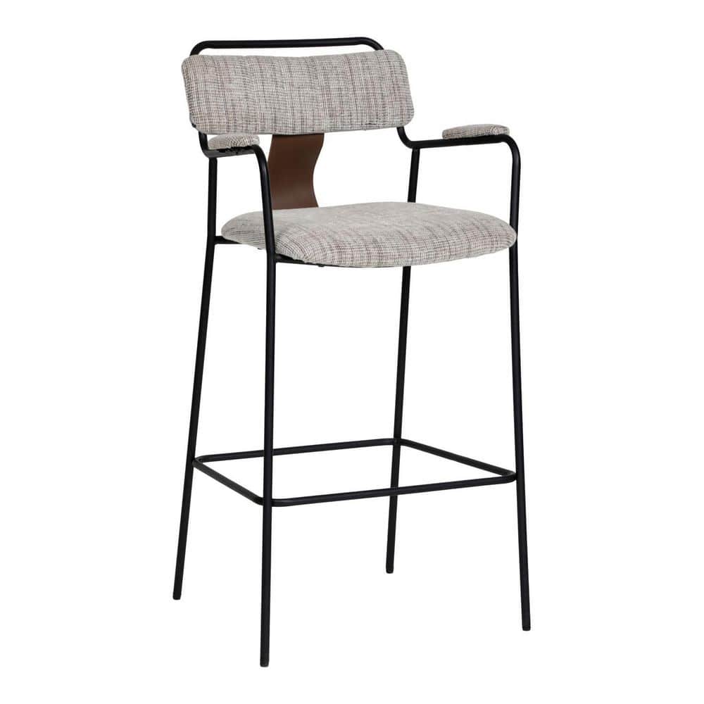 26.4 in. H Gray Finish Low Back Metal Bar Stool with Faux Leather Square Seat Set of 2 price history on PriceWatchPro