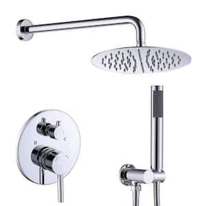 3-Spray 10 in. 2.2 GPM Dual Shower Head and Handheld Shower Head Wall Mounted Bathroom Rainfall in Chrome
