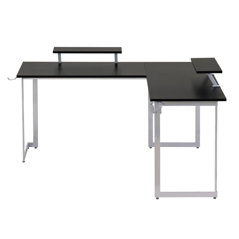 Techni Sport Warrior L-Shaped Gaming Desk with Cup Holders and Headphone Hook