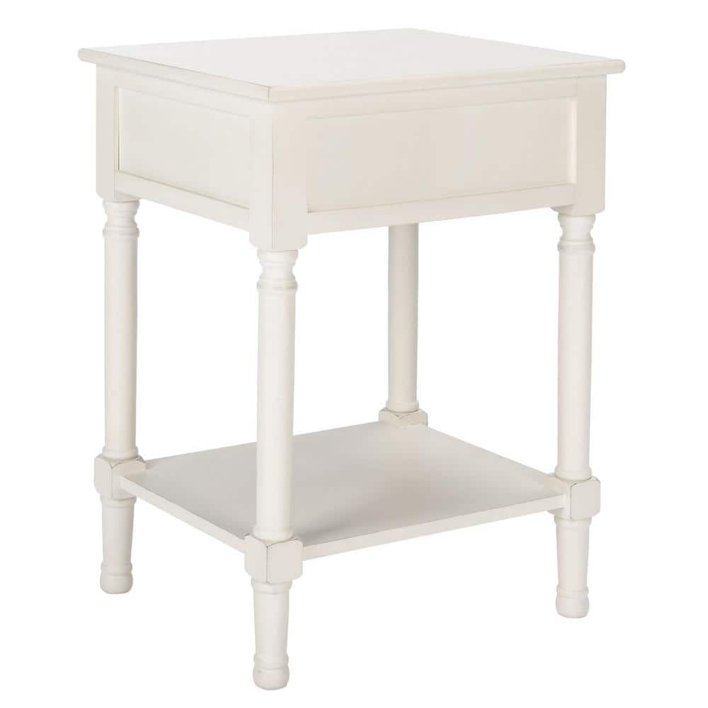 Allura Distressed White Wood 1-Drawer Accent Table